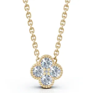 Antique Design 0.25Ct Diamond Flower Necklace Special in 14K Gold