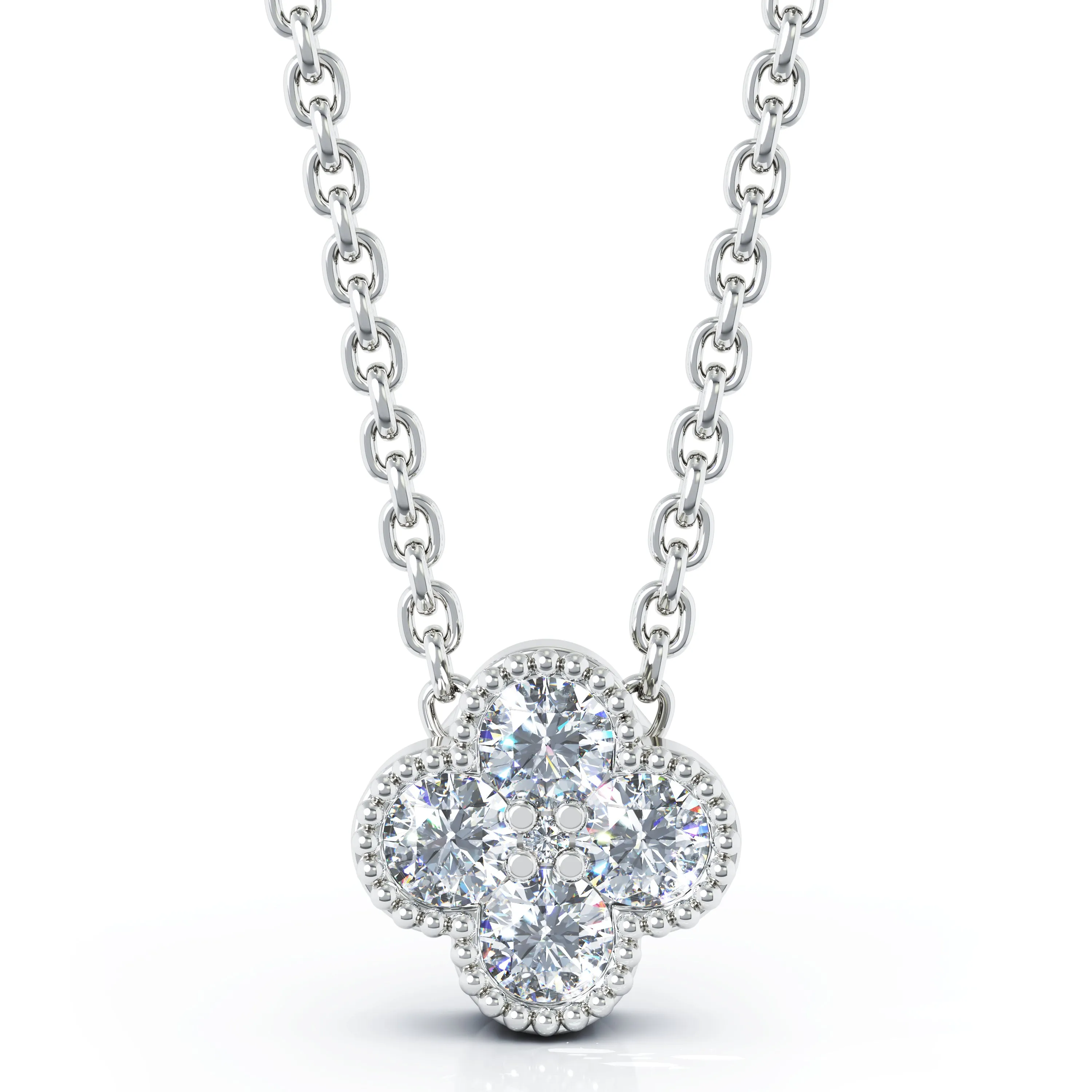 Antique Design 0.25Ct Diamond Flower Necklace Special in 14K Gold