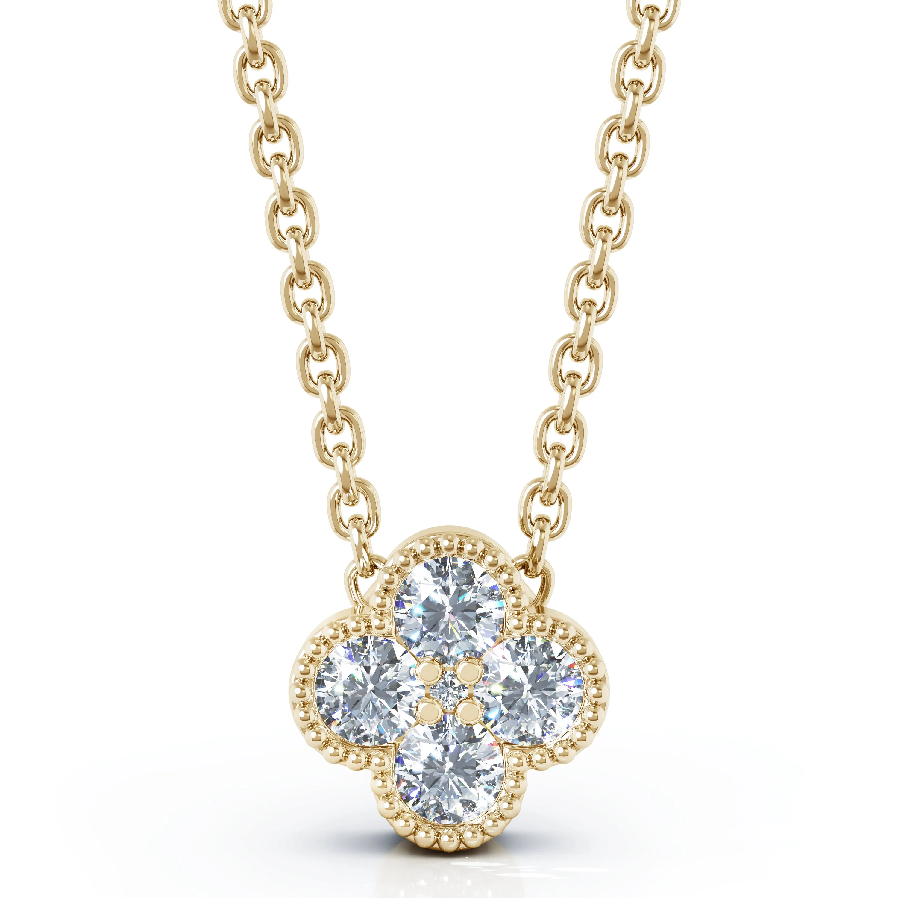 Antique Design 0.25Ct Diamond Flower Necklace Special in 14K Gold