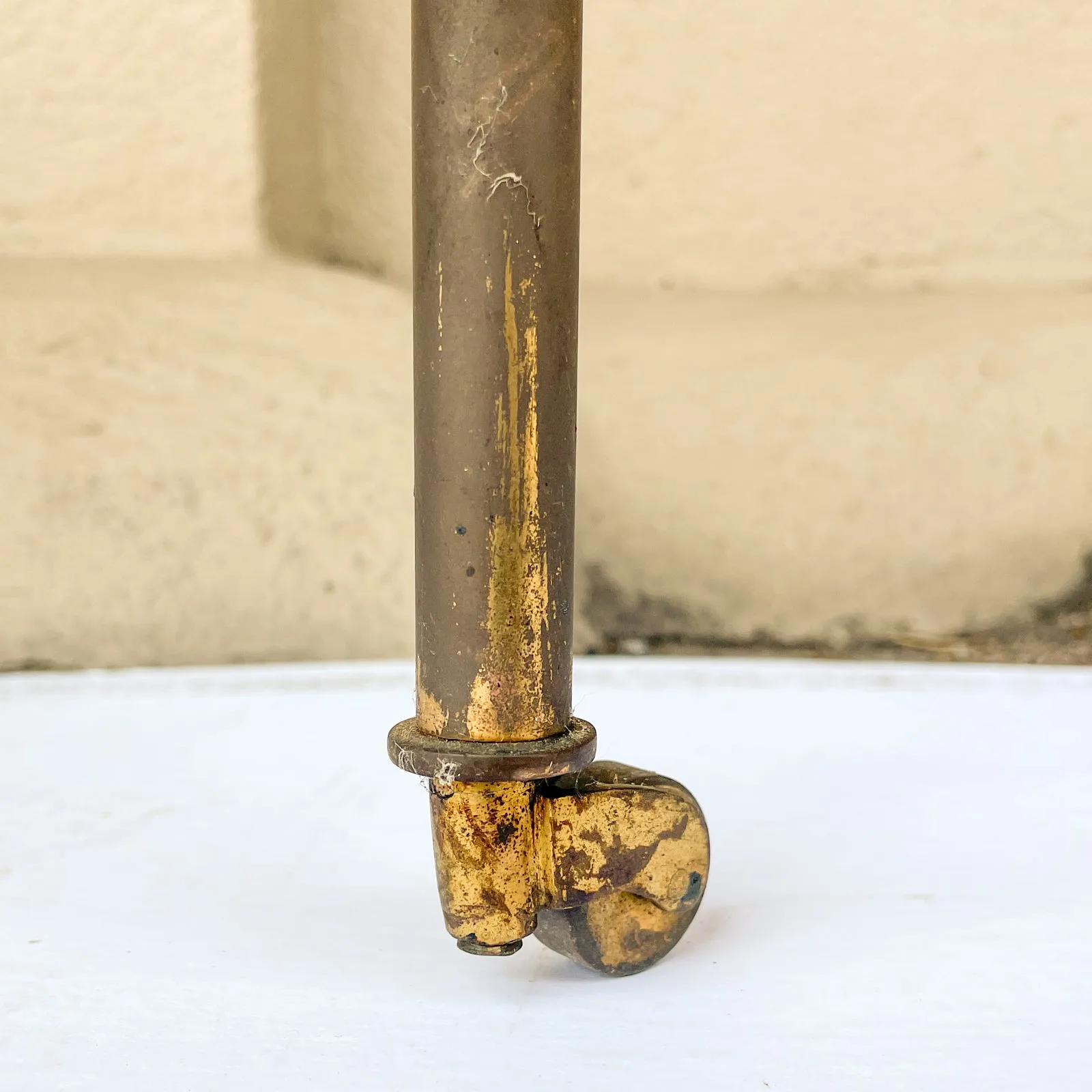 Antique French Ovular Brass Bar Trolly with Glass Shelves