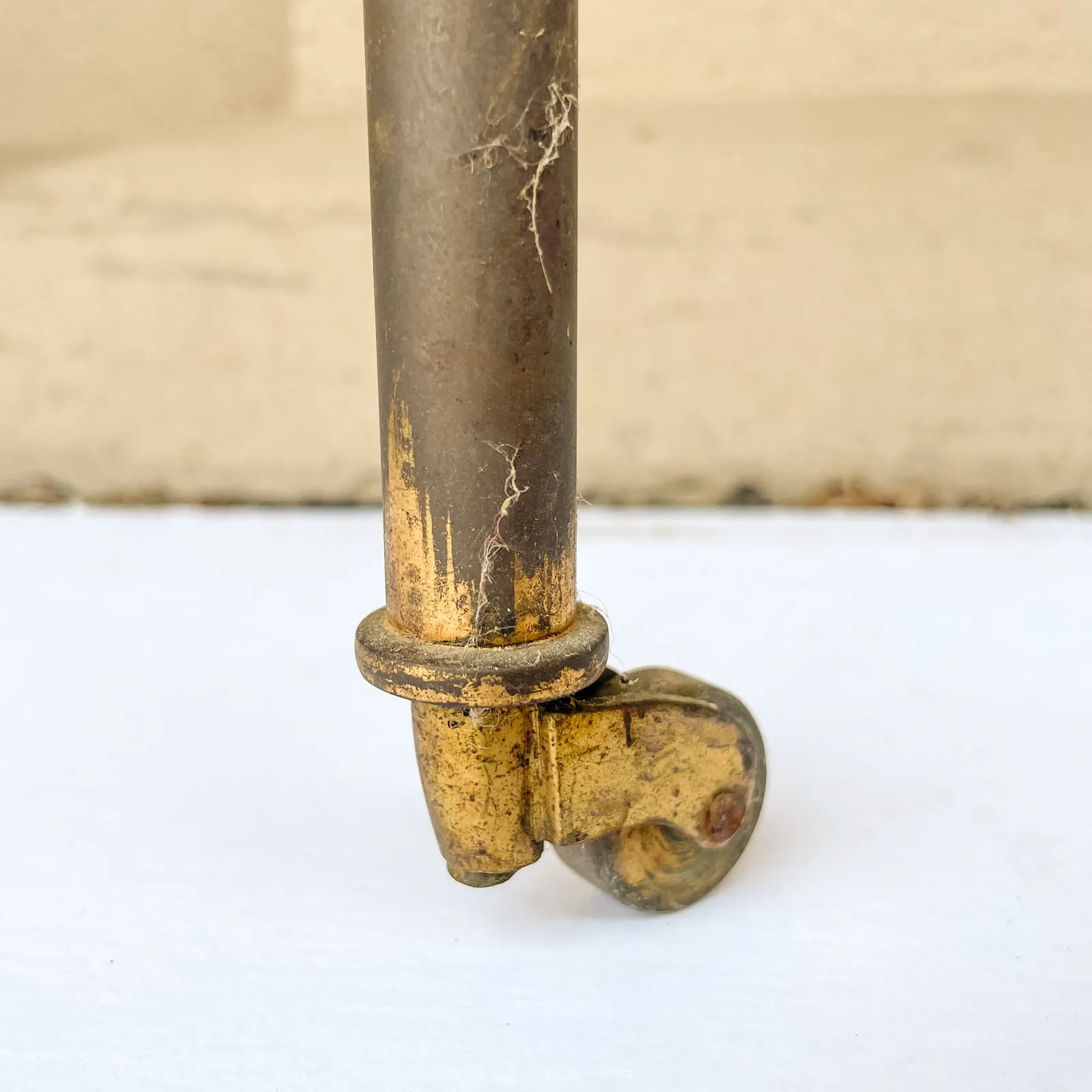 Antique French Ovular Brass Bar Trolly with Glass Shelves