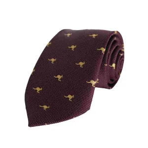 Australian Neck Tie Kangaroo Pin Dot Burgundy