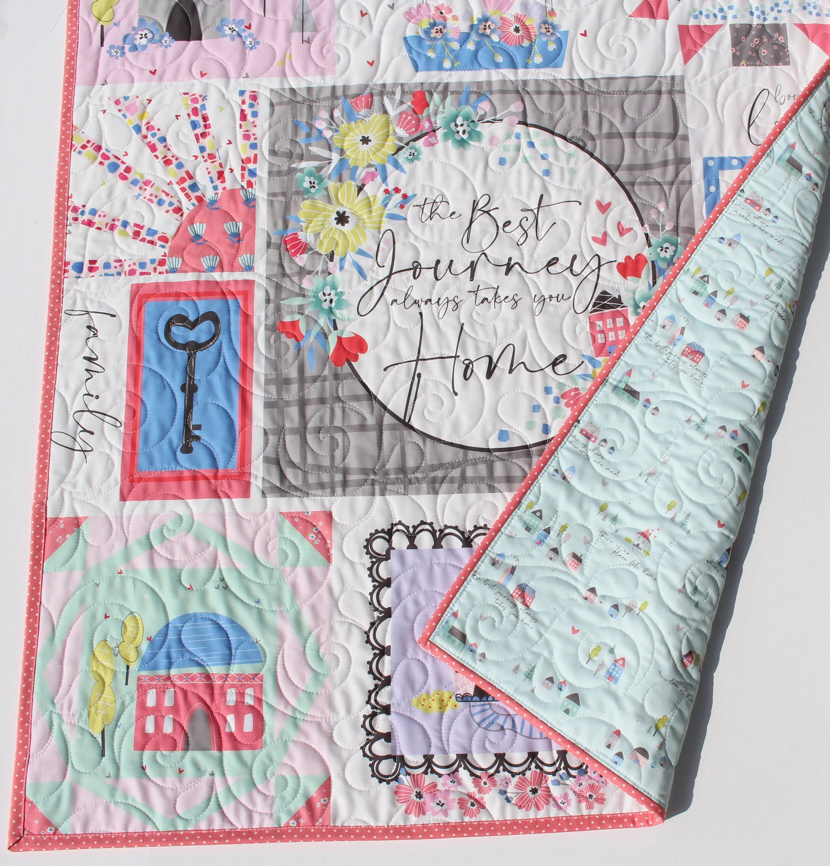 Baby Quilt Kit Bedding Panel Quick Beginner Project Fabrics Bundle Set Baby Nursery Bedding DIY Riley Blake Mulberry Lane Little Girl Coral