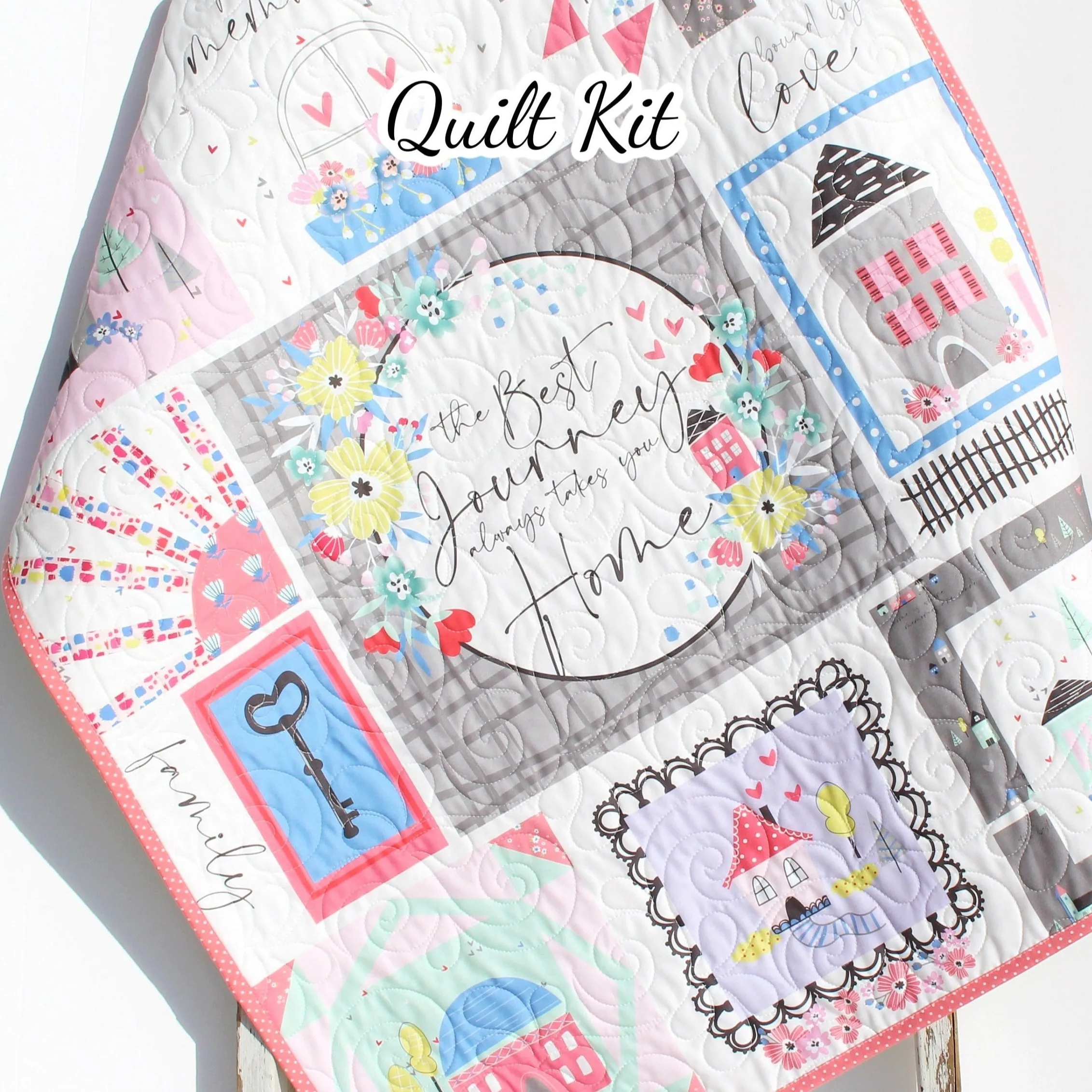 Baby Quilt Kit Bedding Panel Quick Beginner Project Fabrics Bundle Set Baby Nursery Bedding DIY Riley Blake Mulberry Lane Little Girl Coral
