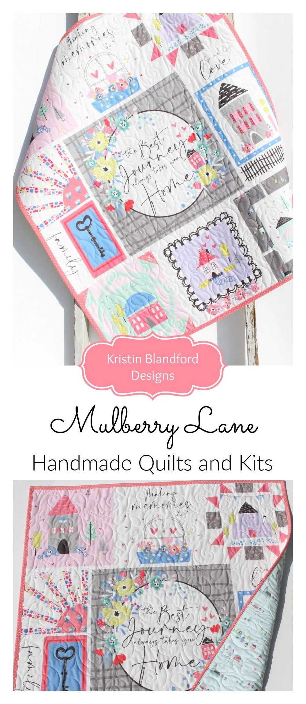 Baby Quilt Kit Bedding Panel Quick Beginner Project Fabrics Bundle Set Baby Nursery Bedding DIY Riley Blake Mulberry Lane Little Girl Coral