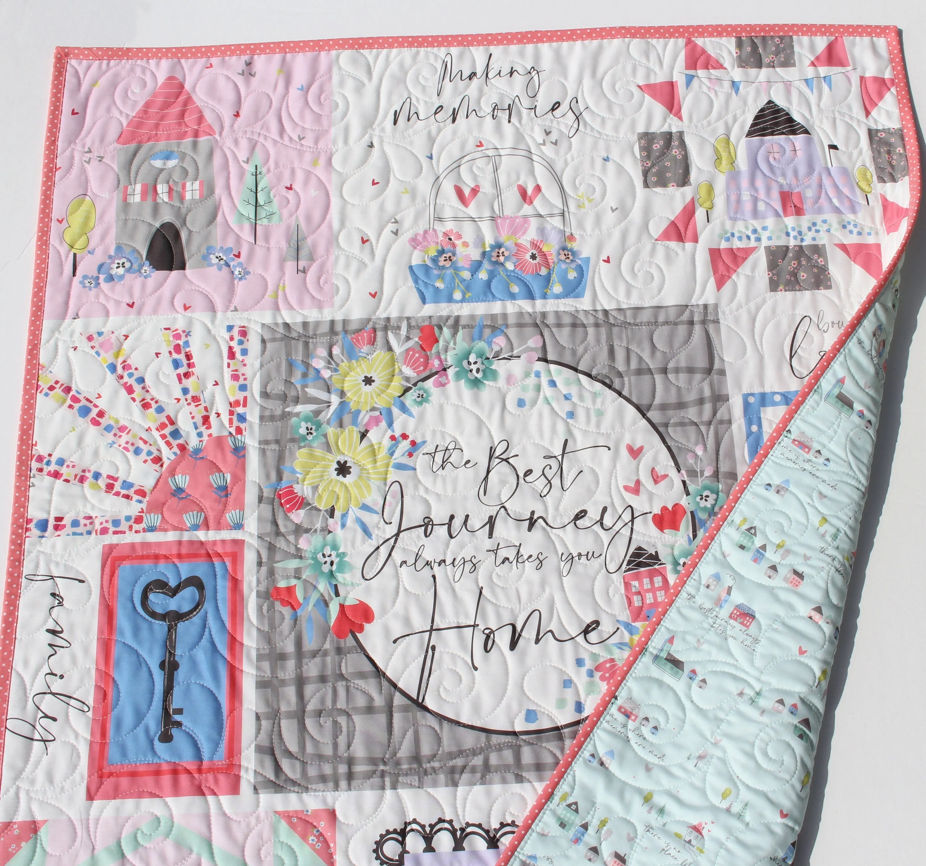 Baby Quilt Kit Bedding Panel Quick Beginner Project Fabrics Bundle Set Baby Nursery Bedding DIY Riley Blake Mulberry Lane Little Girl Coral