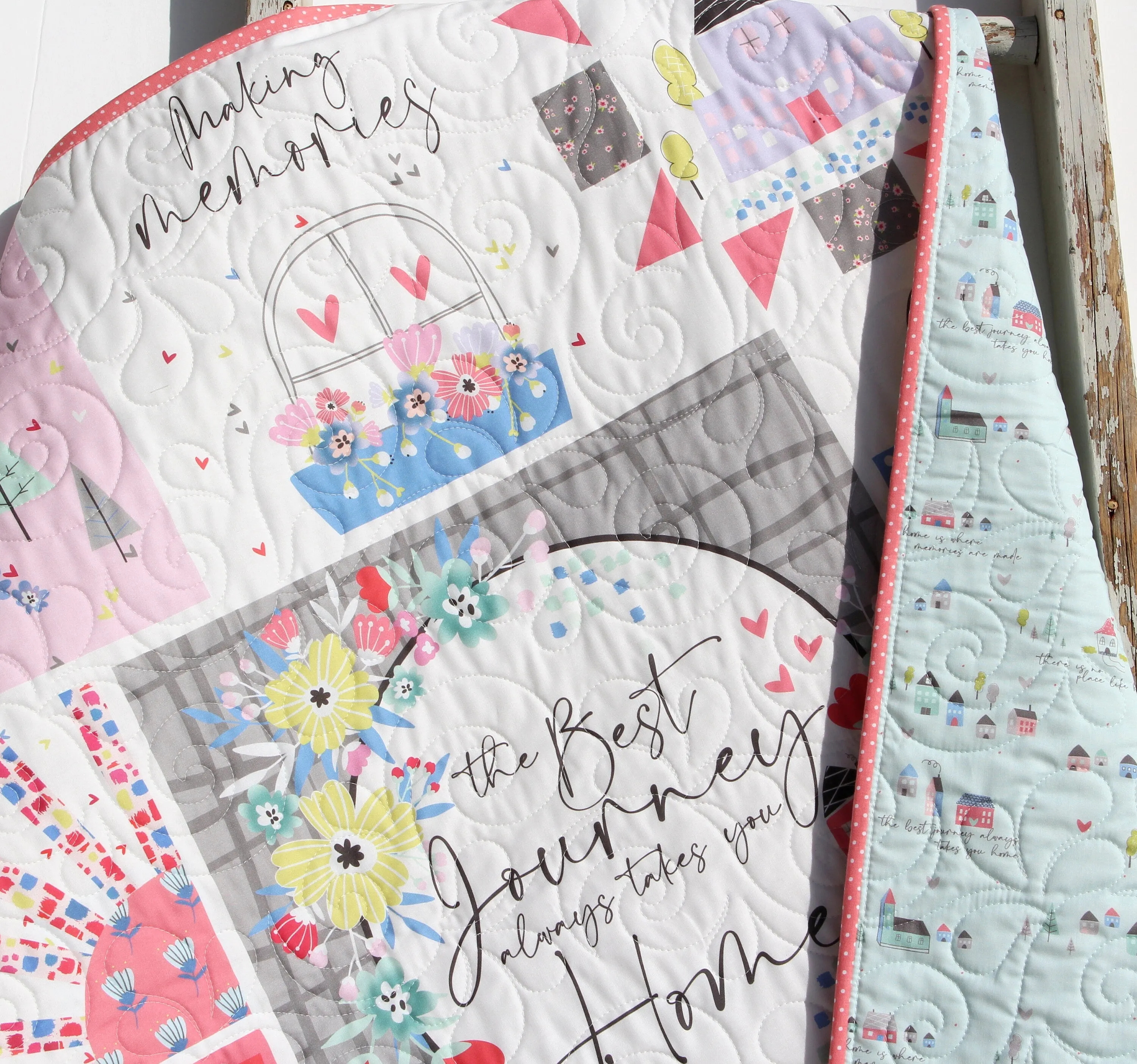 Baby Quilt Kit Bedding Panel Quick Beginner Project Fabrics Bundle Set Baby Nursery Bedding DIY Riley Blake Mulberry Lane Little Girl Coral