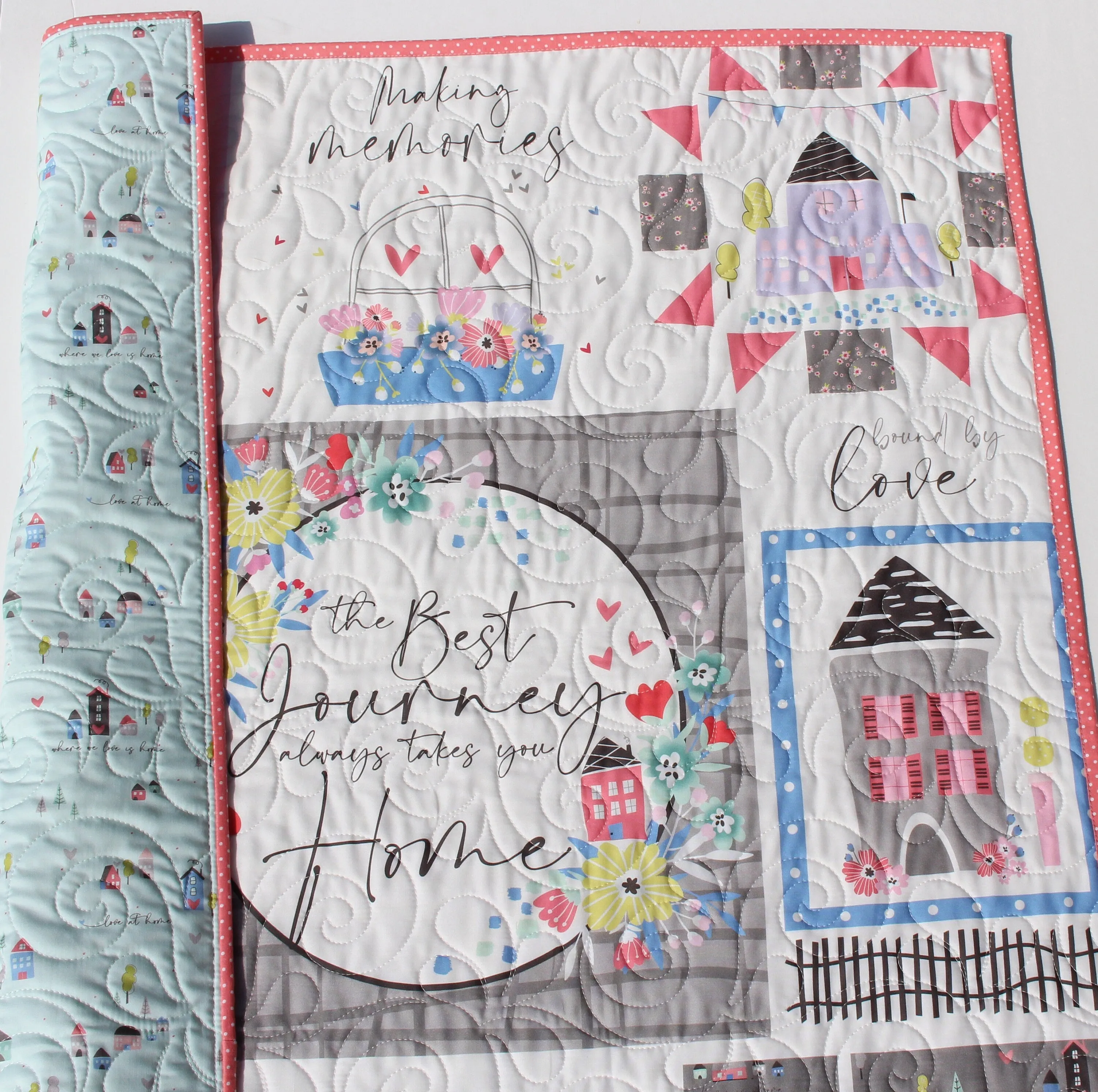 Baby Quilt Kit Bedding Panel Quick Beginner Project Fabrics Bundle Set Baby Nursery Bedding DIY Riley Blake Mulberry Lane Little Girl Coral