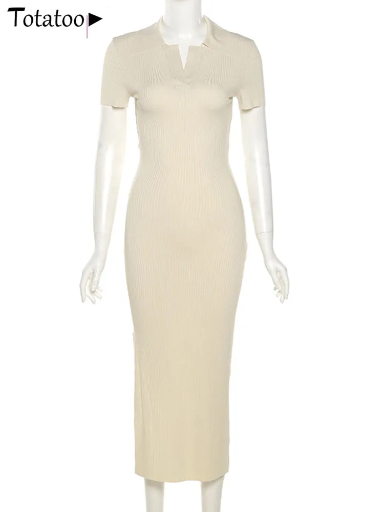 Backless Lace Up Bandage Rib Knitted Maxi Dress