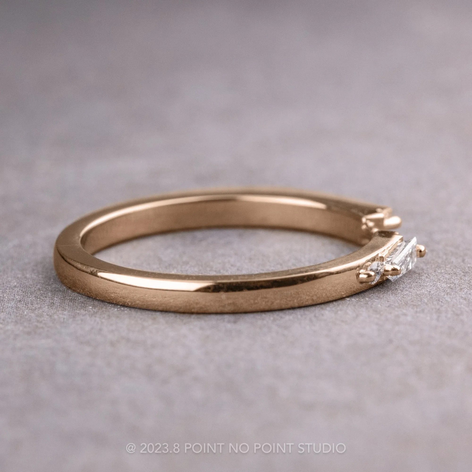 Baguette Diamond Wedding Cuff, Harper Setting, 14K Rose Gold