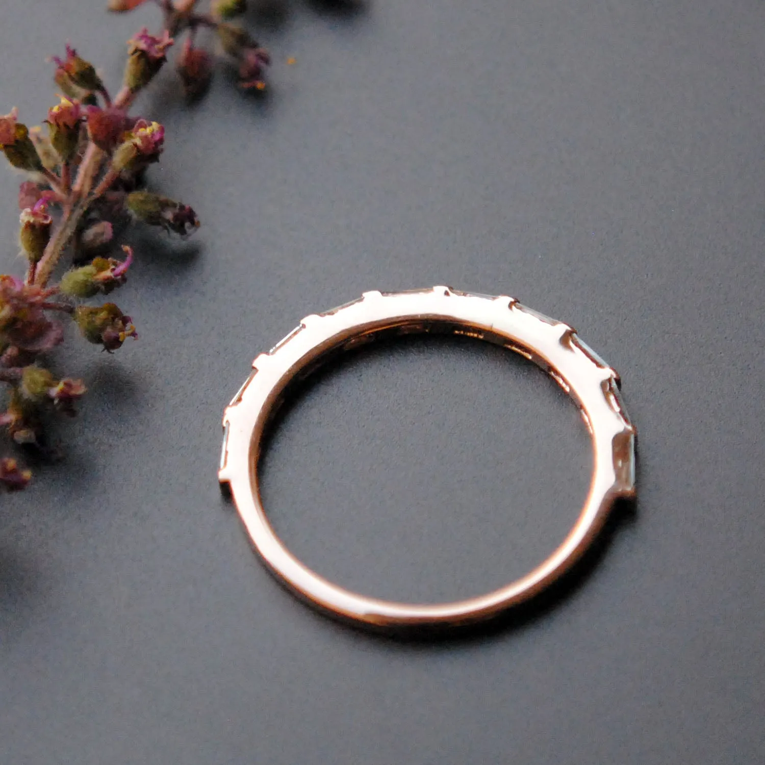 Bar Set Baguette Diamond Half Eternity Straight Band