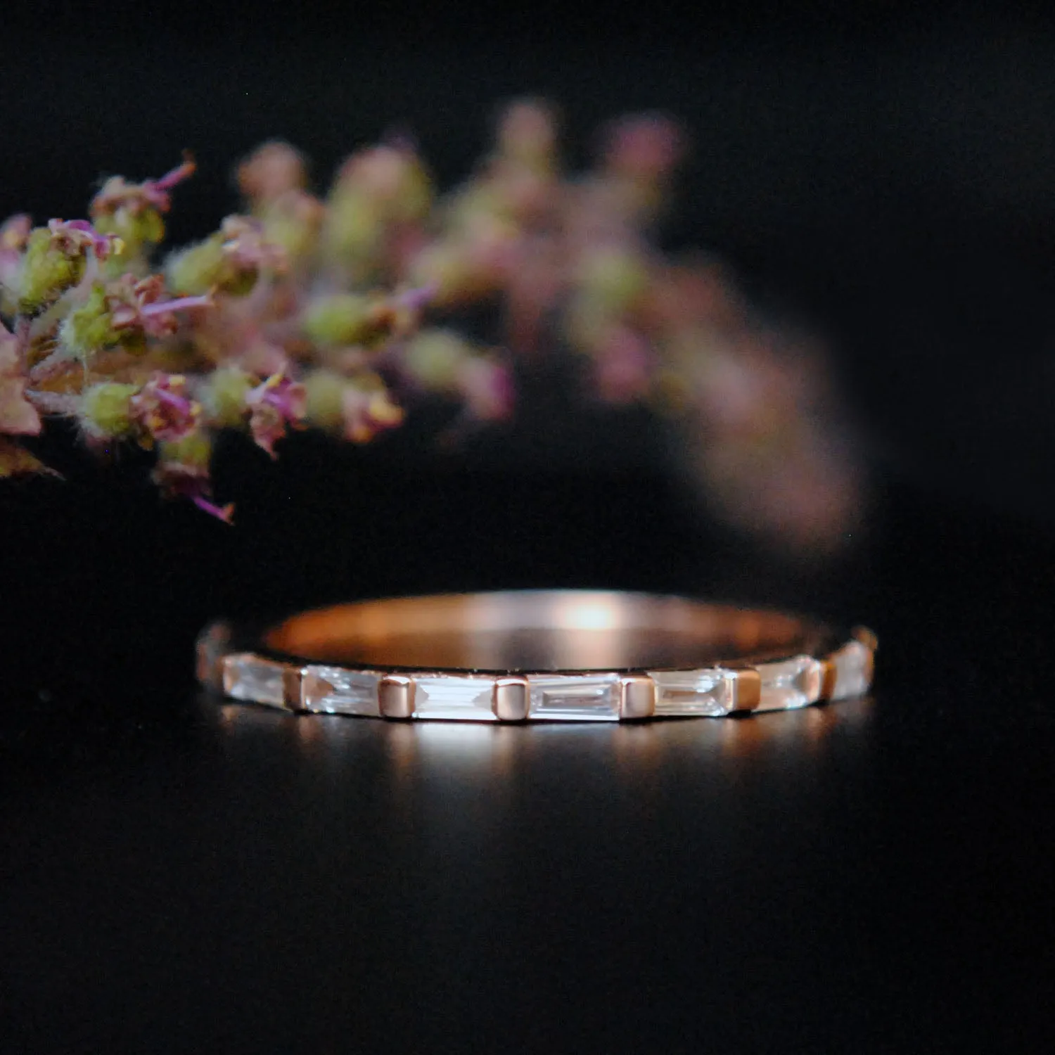 Bar Set Baguette Diamond Half Eternity Straight Band