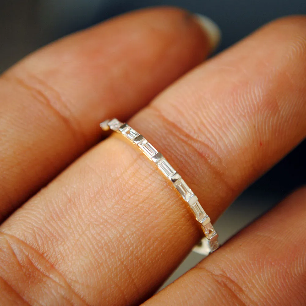 Bar Set Baguette Diamond Half Eternity Straight Band