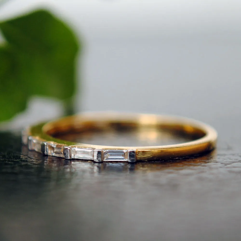 Bar Set Baguette Diamond Half Eternity Straight Band