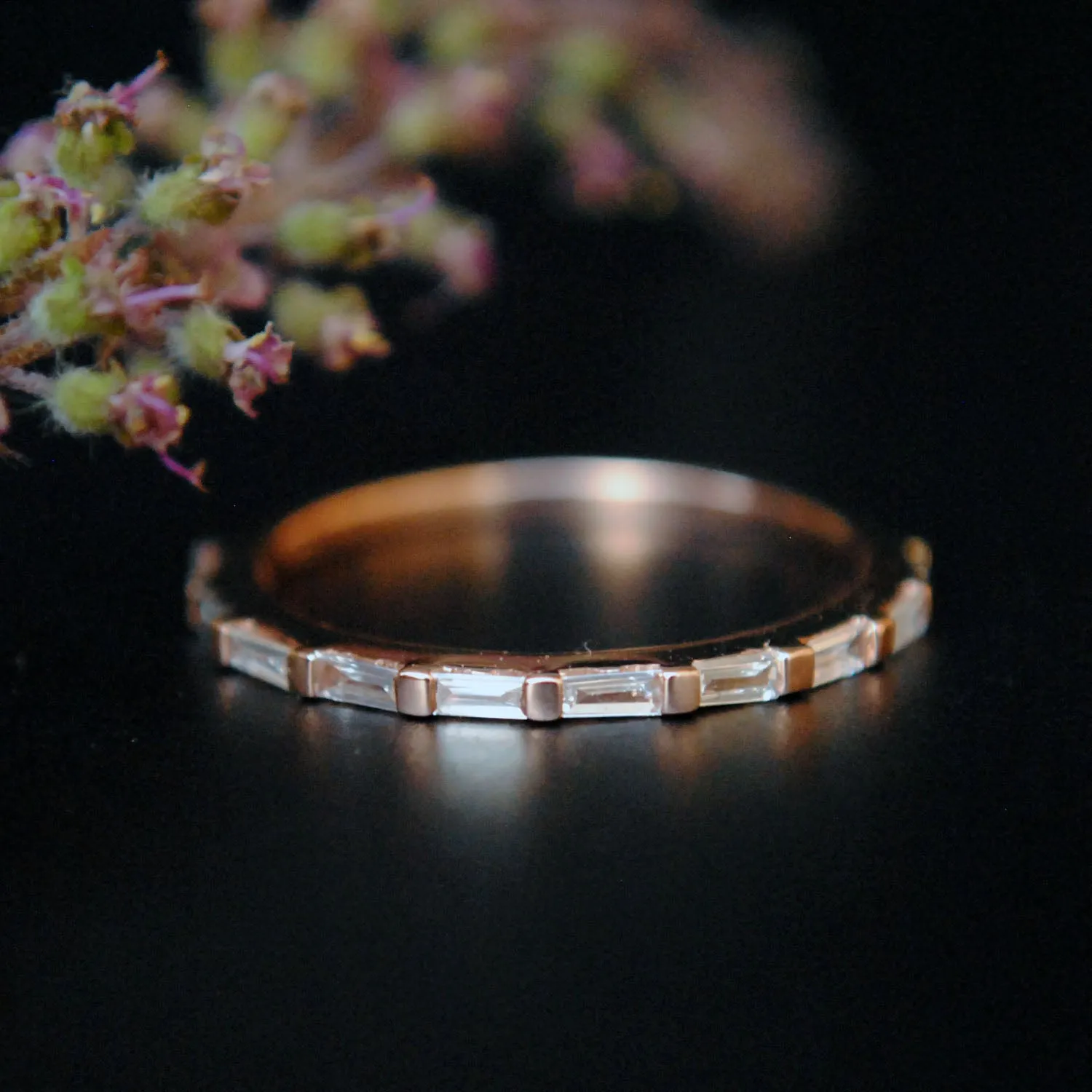 Bar Set Baguette Diamond Half Eternity Straight Band