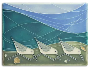 Beach Birds 6x8 Tile in Pebble