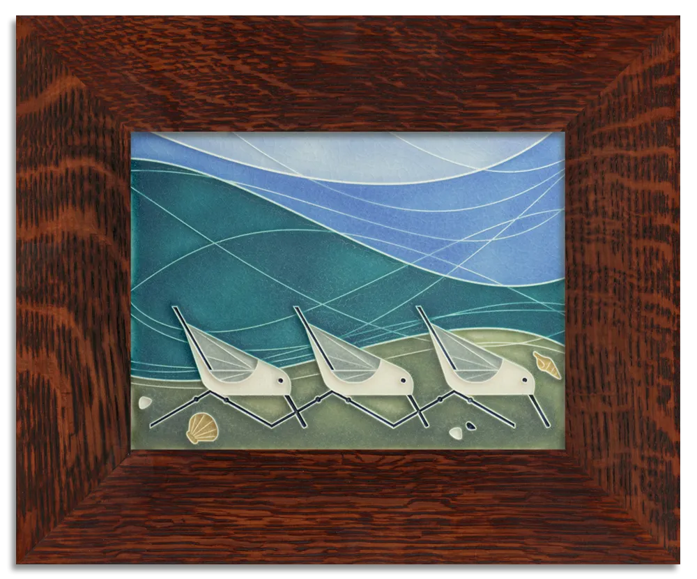 Beach Birds 6x8 Tile in Pebble