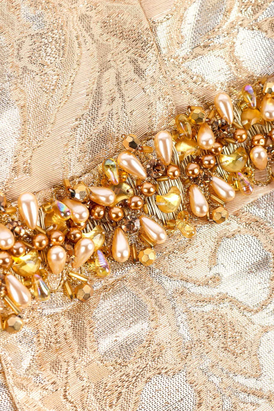 Beaded Brocade Empire Gown