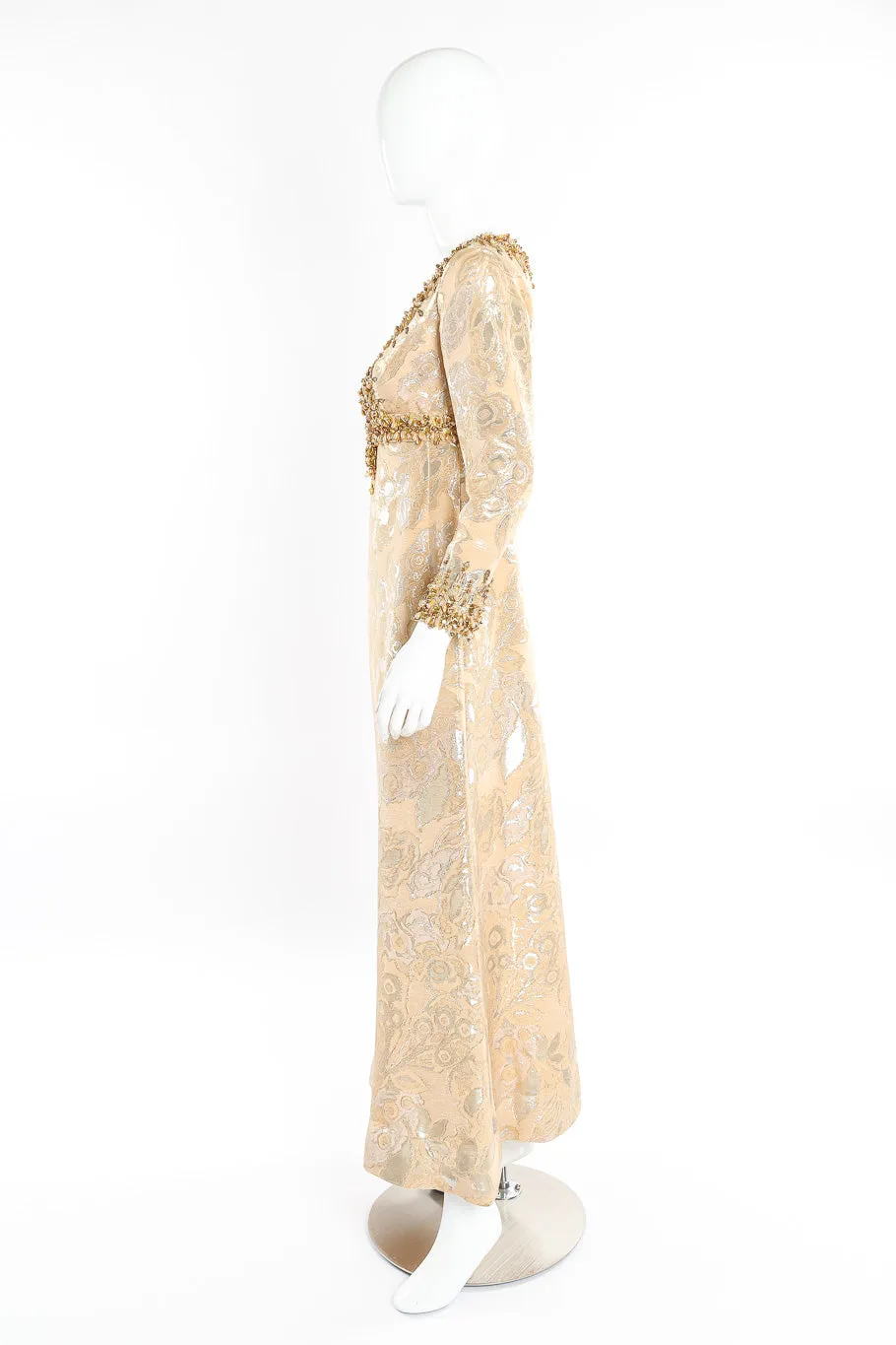 Beaded Brocade Empire Gown