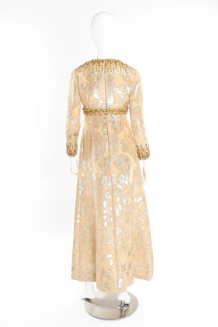 Beaded Brocade Empire Gown