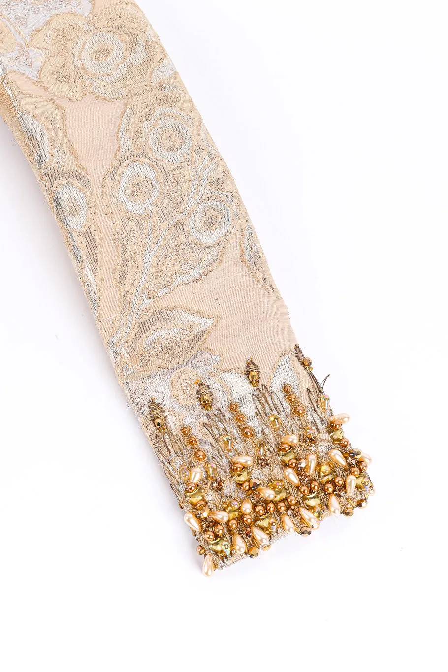 Beaded Brocade Empire Gown