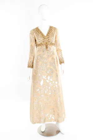 Beaded Brocade Empire Gown