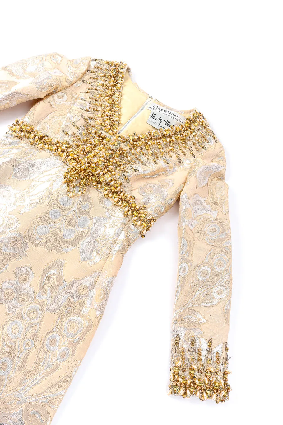 Beaded Brocade Empire Gown