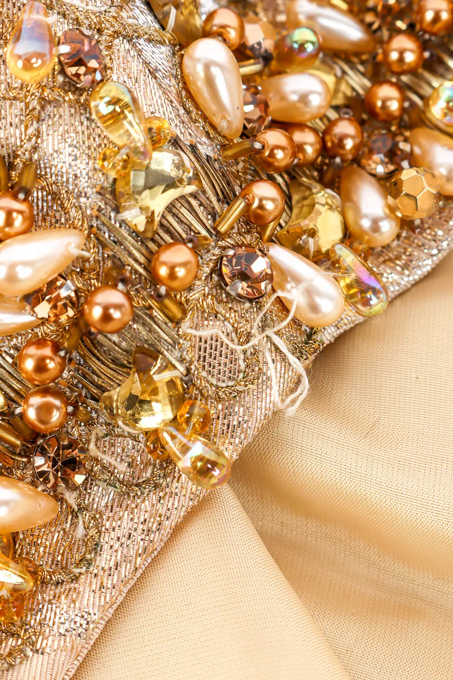 Beaded Brocade Empire Gown