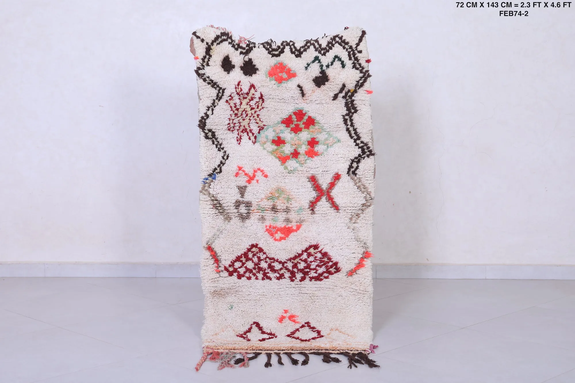 Beautiful Boucherouite rug shag 2.3 X 4.6 Feet
