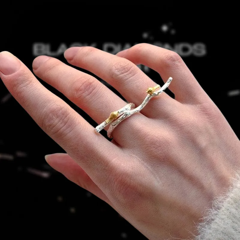 Bird on Branch Adjustable Ring