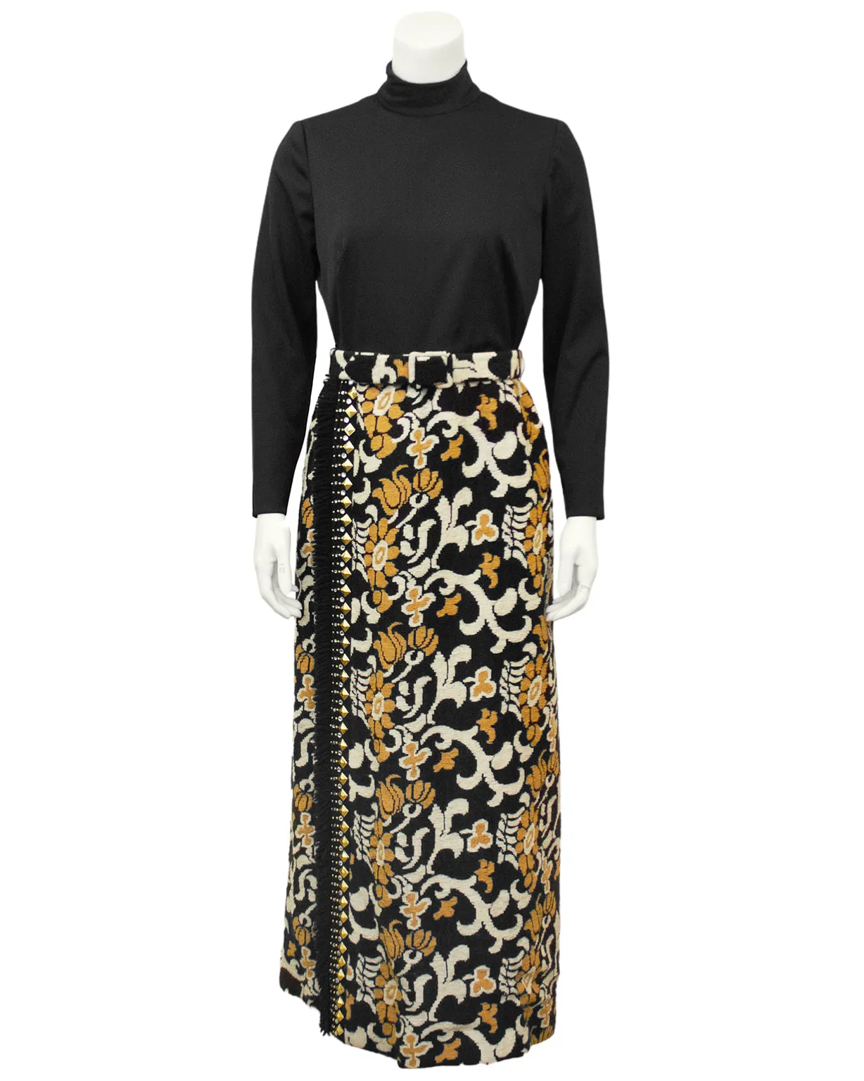 Black and Tan Hostess Style Maxi Dress