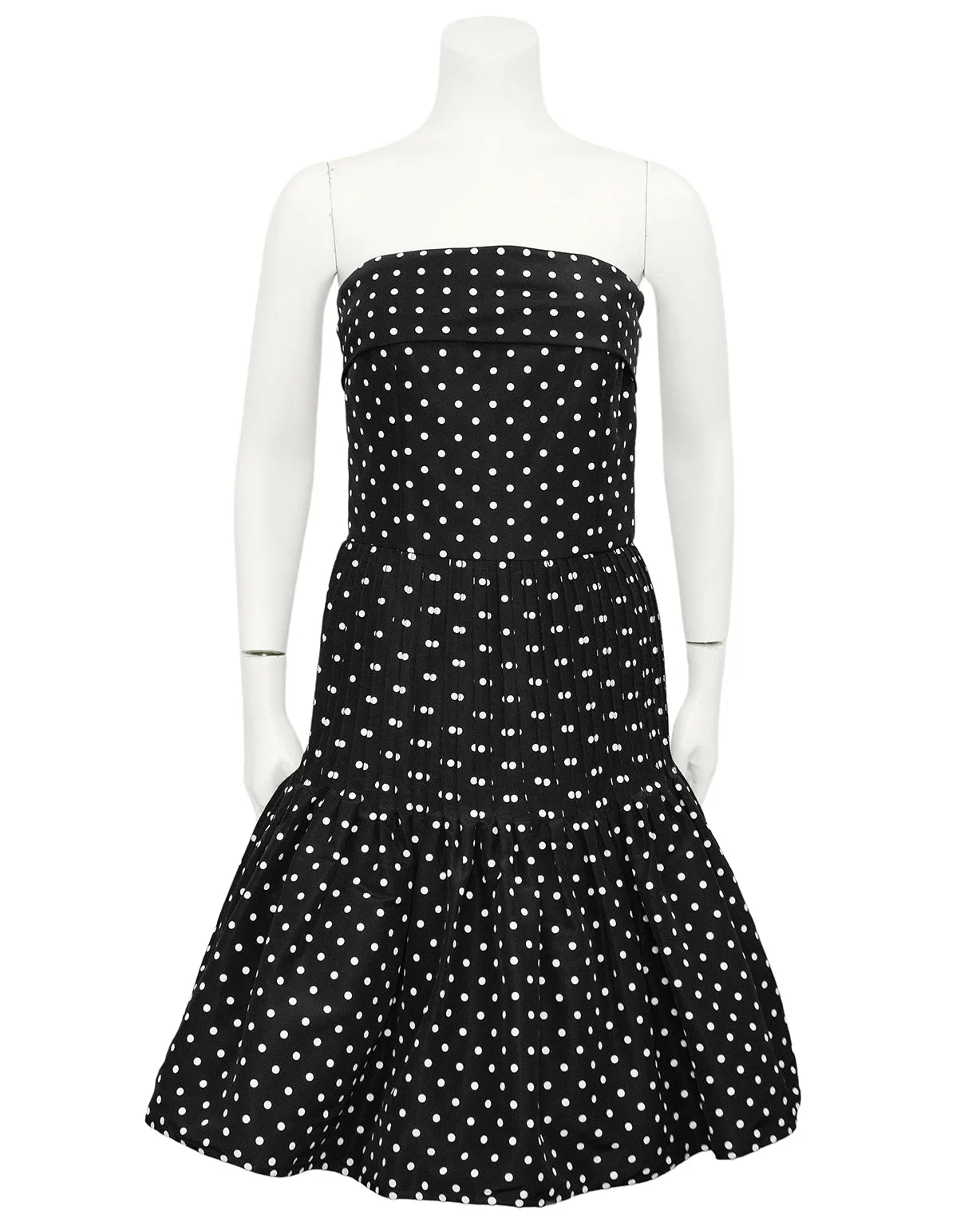 Black and White Strapless Polka Dot Cocktail Dress