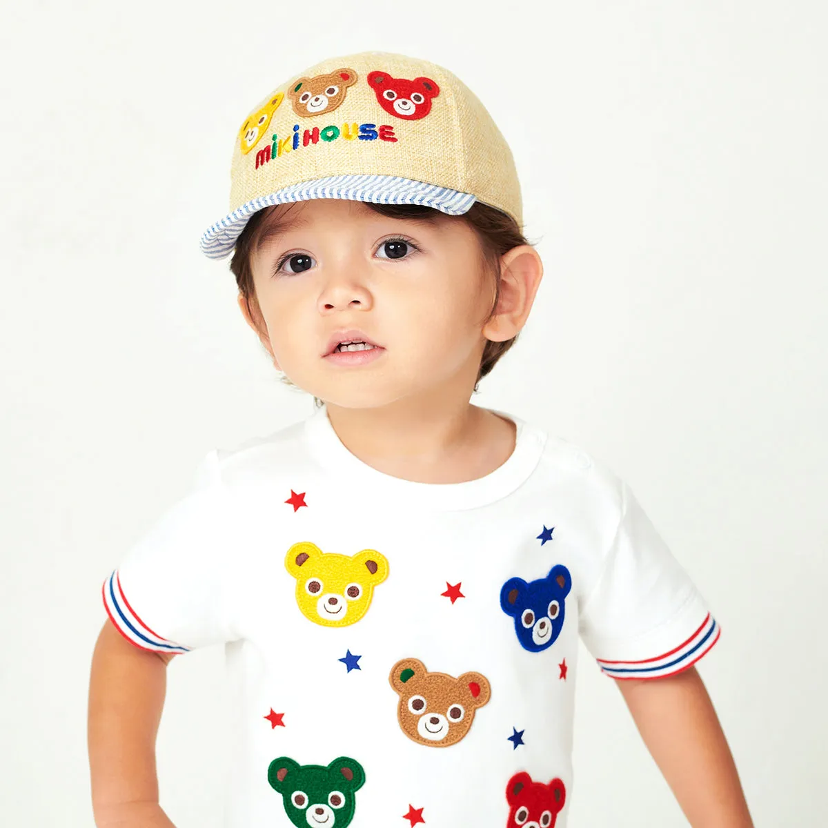 Blue Candy Striped Faux Straw Cap