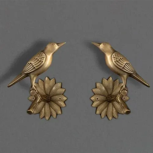 Brass Bird on Tree Branch Curtain Hook