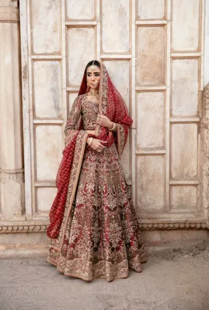 Bridal Wedding Dress in Red Lehenga Choli Dupatta Style