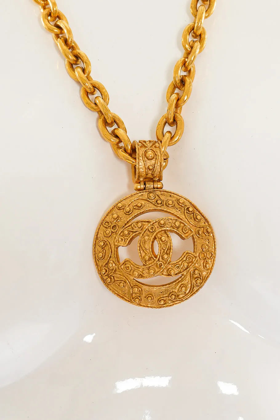 Brocade CC Pendant Necklace