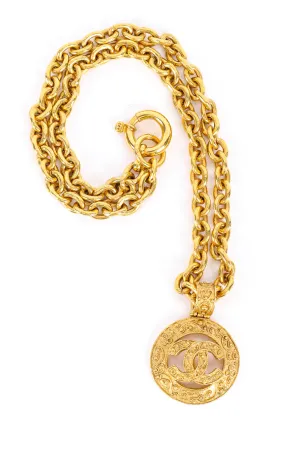 Brocade CC Pendant Necklace