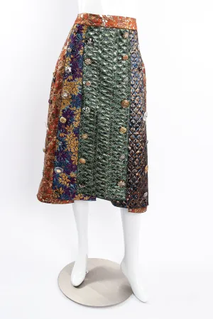 Brocade Pieced Panel Midi Skirt