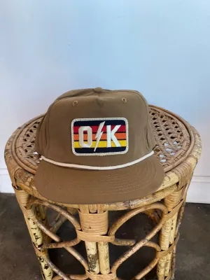 Brown OK Bolt Striped Hat