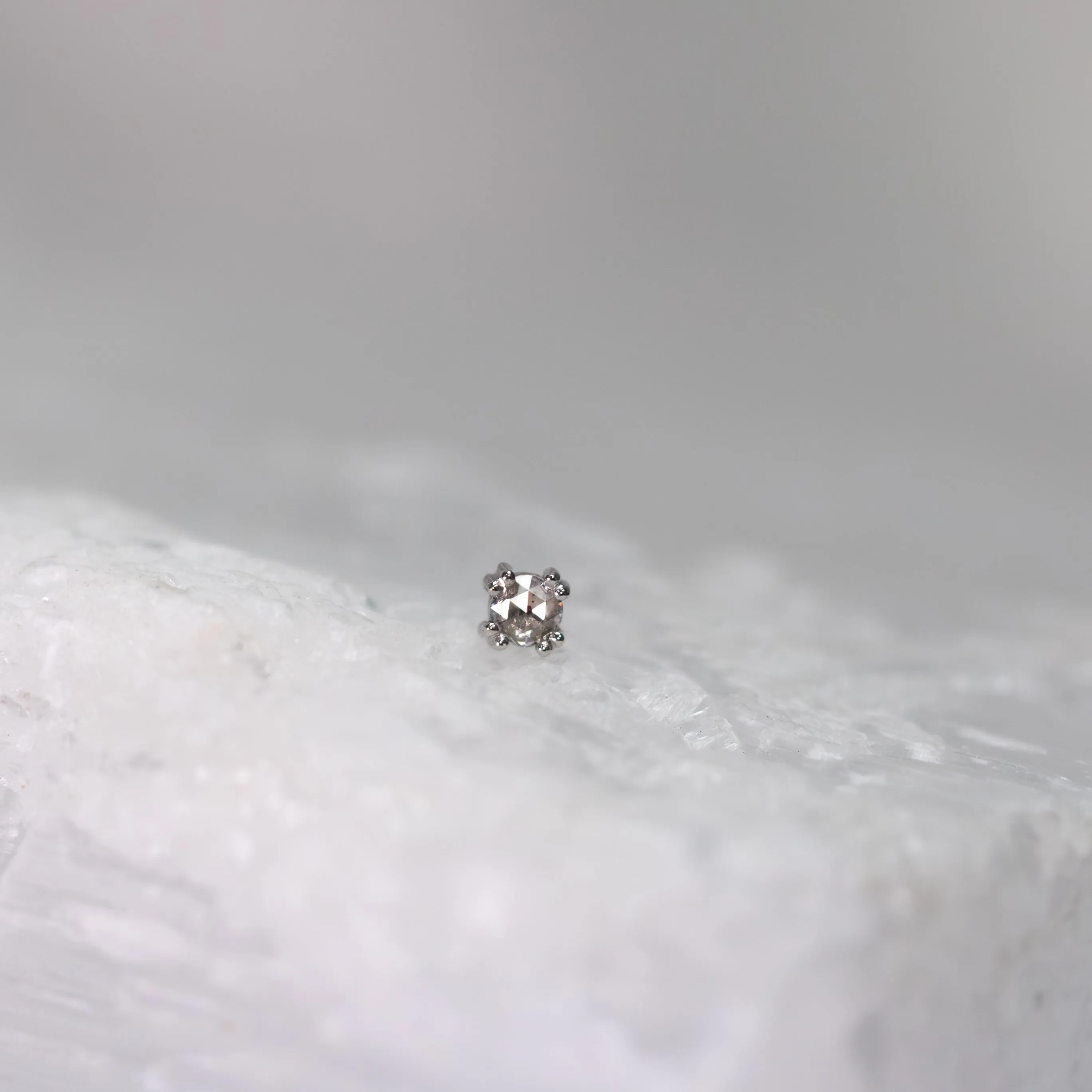 Cab Prong with Rose-Cut Genuine Diamond Threadless End