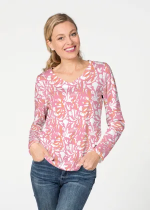Camouflage Dots Pink (7912) ~ French Terry V-neck Top