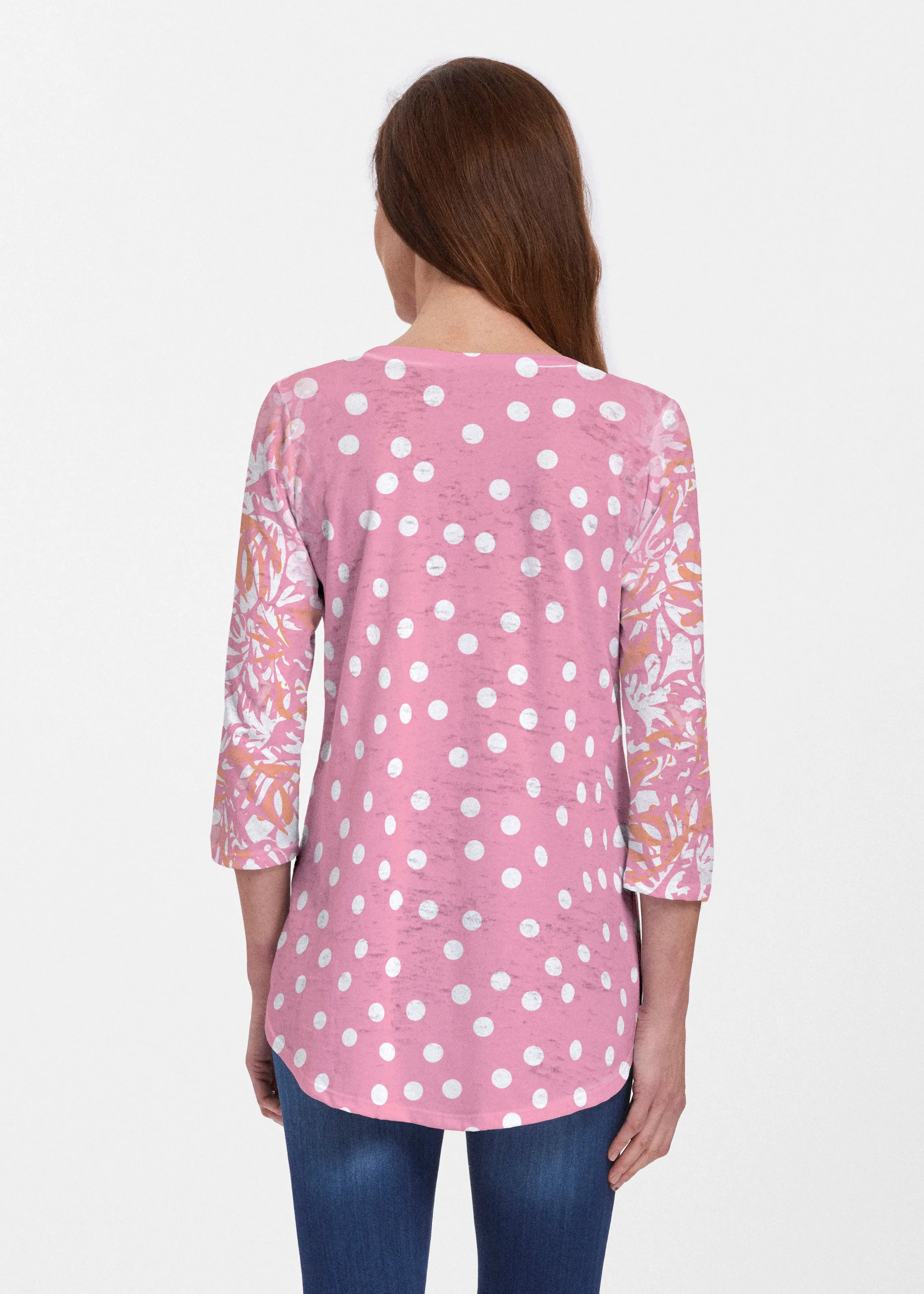Camouflage Dots Pink (7912) ~ V-neck Flowy Tunic