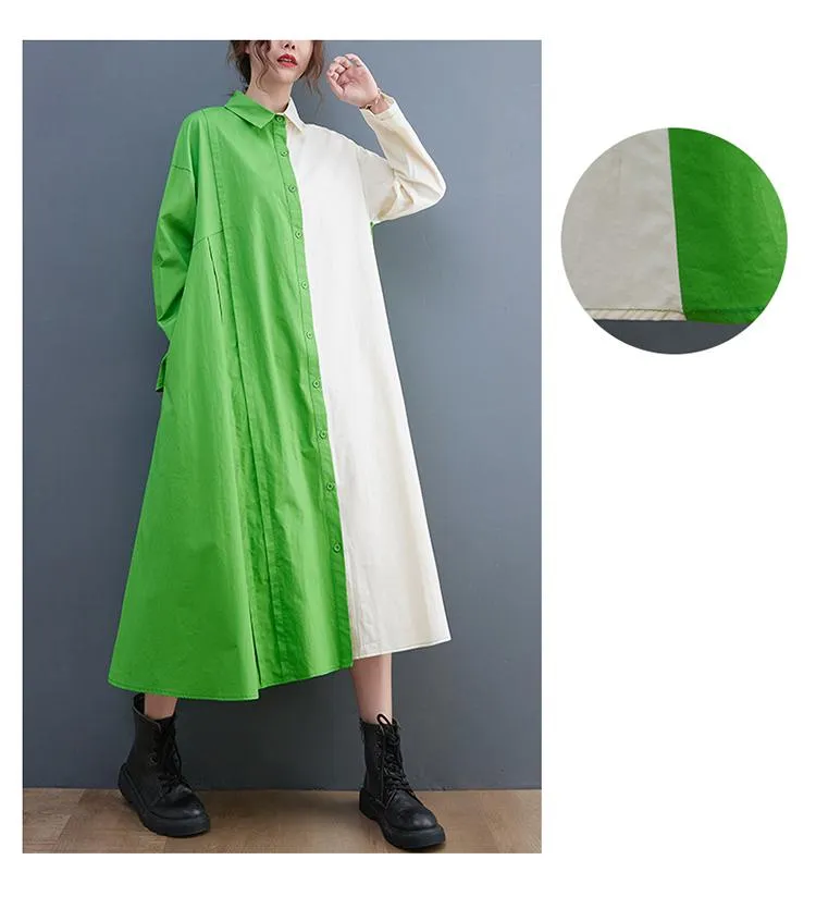 Casual Spring Summer Dress Women Loose Oversized Shirt