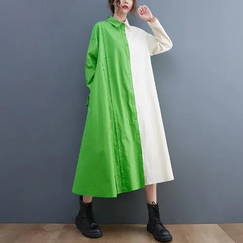 Casual Spring Summer Dress Women Loose Oversized Shirt