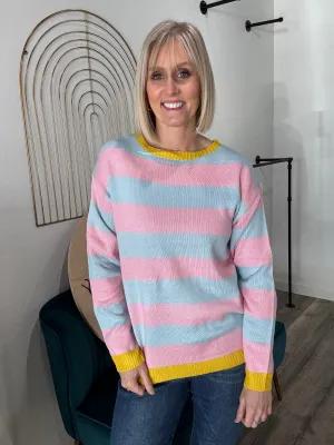 Charla Multicolor Striped Ribbed Knit Sweater