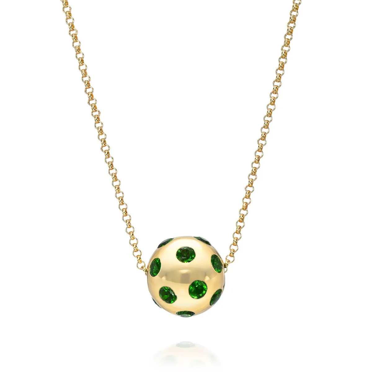 Chrome Diopside Polka Dot Ball Necklace