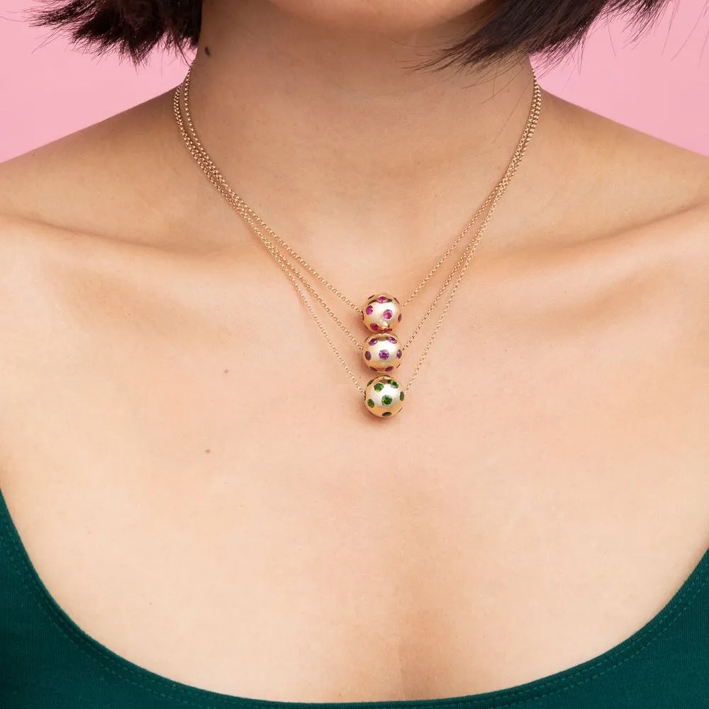 Chrome Diopside Polka Dot Ball Necklace
