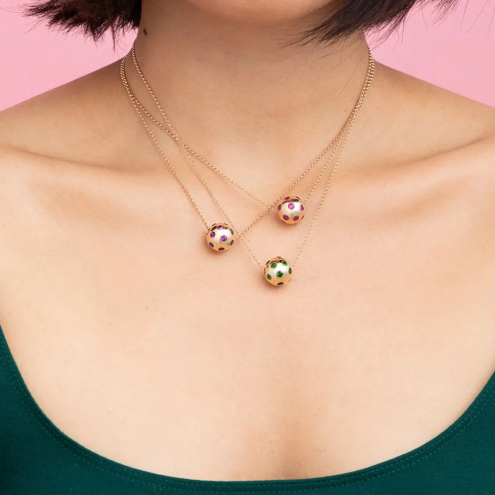 Chrome Diopside Polka Dot Ball Necklace
