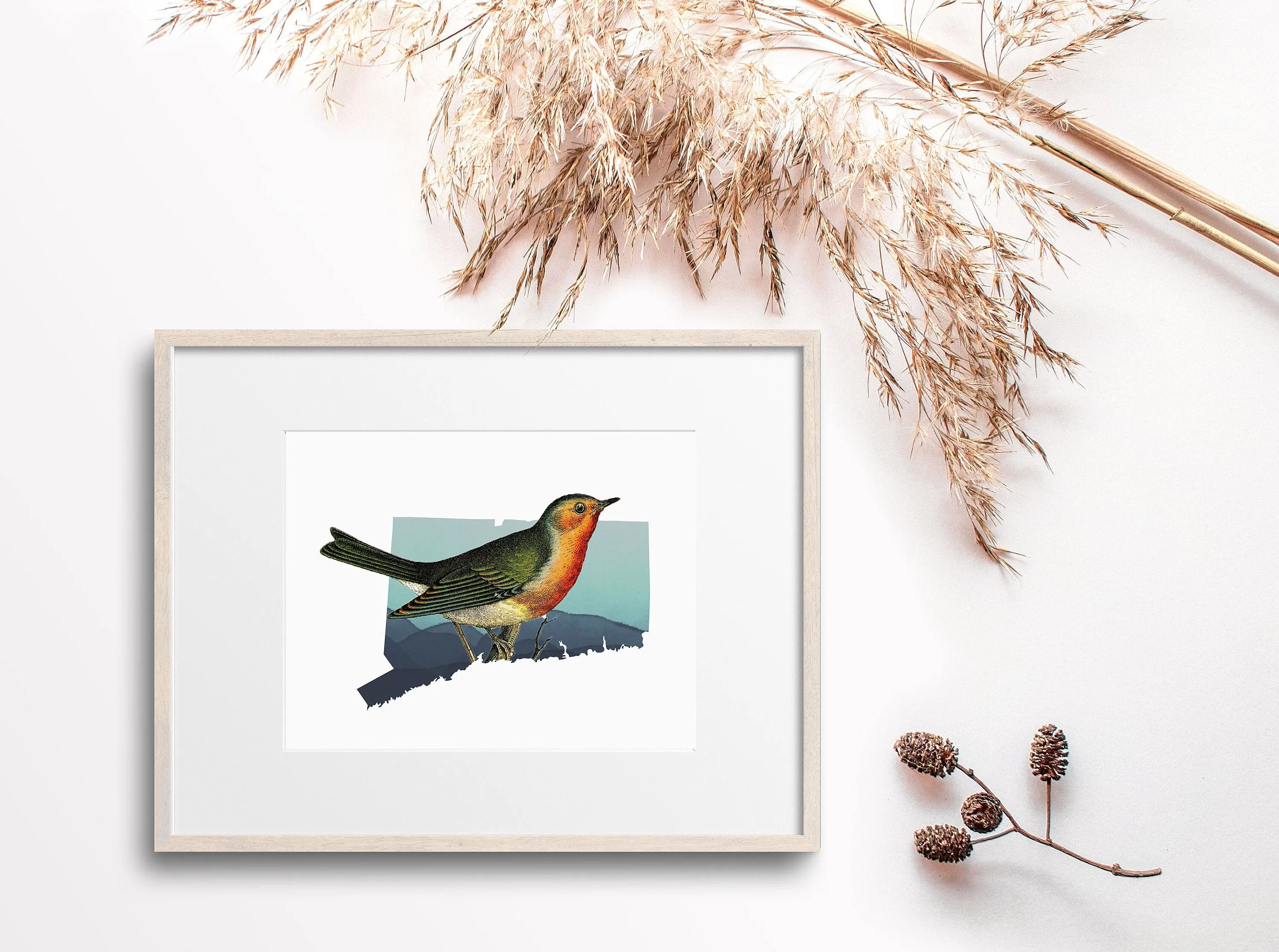 Connecticut State Bird Wall Art - Robin Print, Connecticut Home Decor, Gift for Bird Lover, Nature Poster