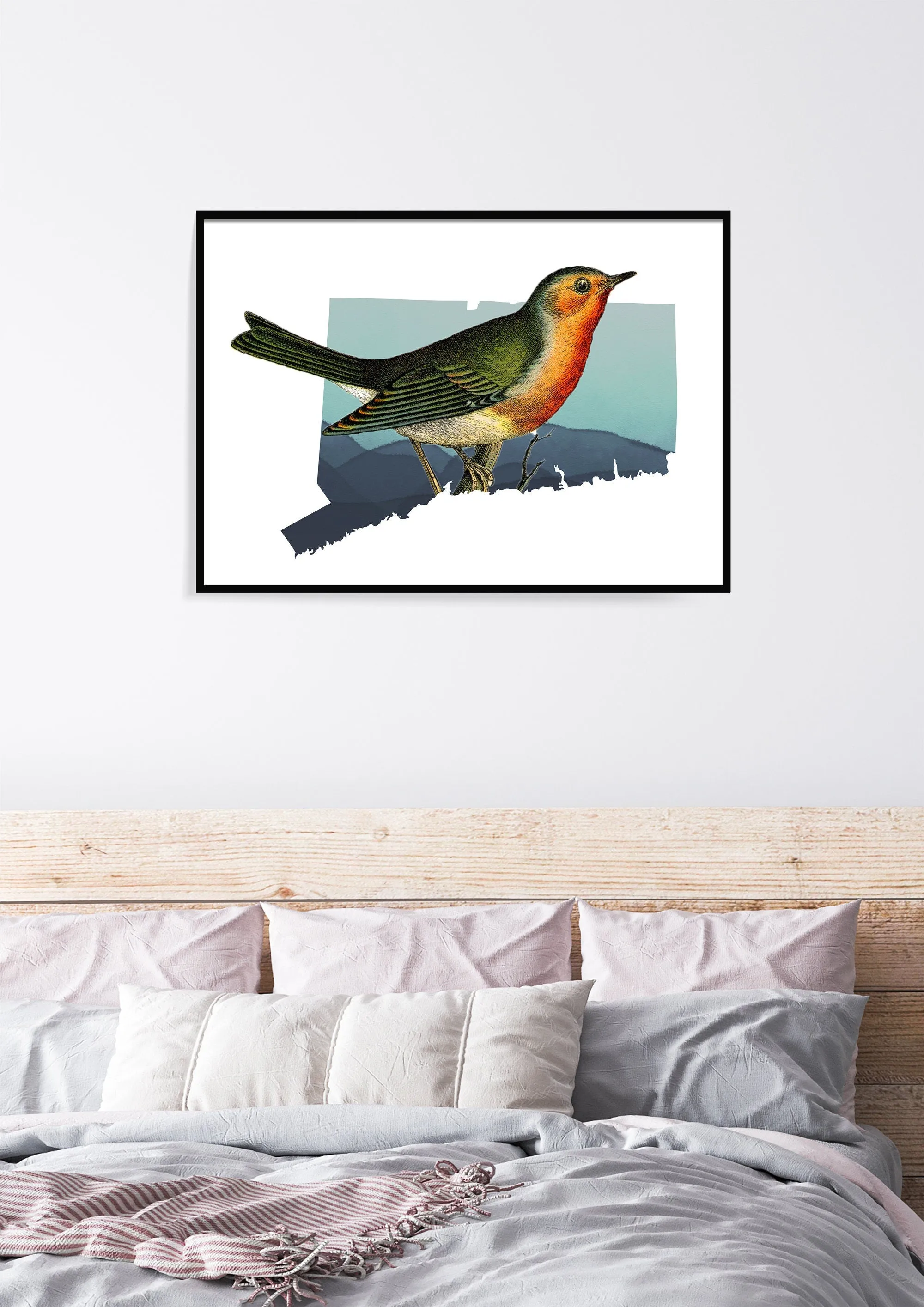 Connecticut State Bird Wall Art - Robin Print, Connecticut Home Decor, Gift for Bird Lover, Nature Poster